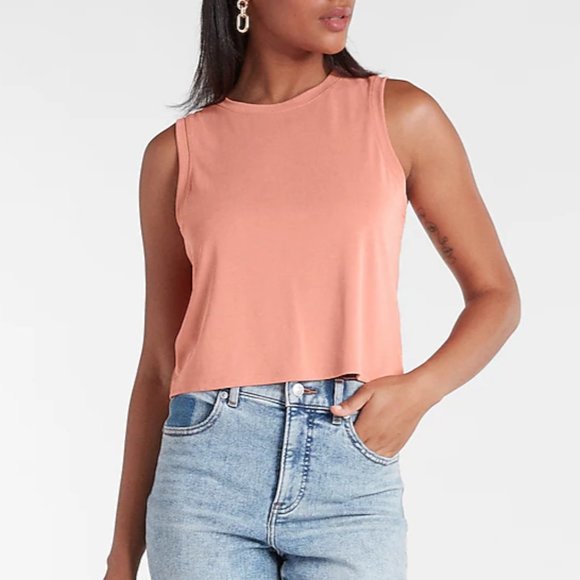 *NWT* Silky Sueded Jersey Cropped Muscle Tank - Terra Cotta - Size XXS - Express - Picture 4 of 14